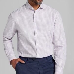 Kenneth Cole Men’s Slim Fit RedPurple Patterned Button Down Dress Shirt 17 34/35